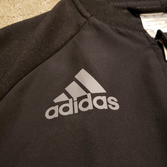 Adidas Full Zip Performance Jacket Black | Youth Large Women's Small Breathable - Picture 3 of 10